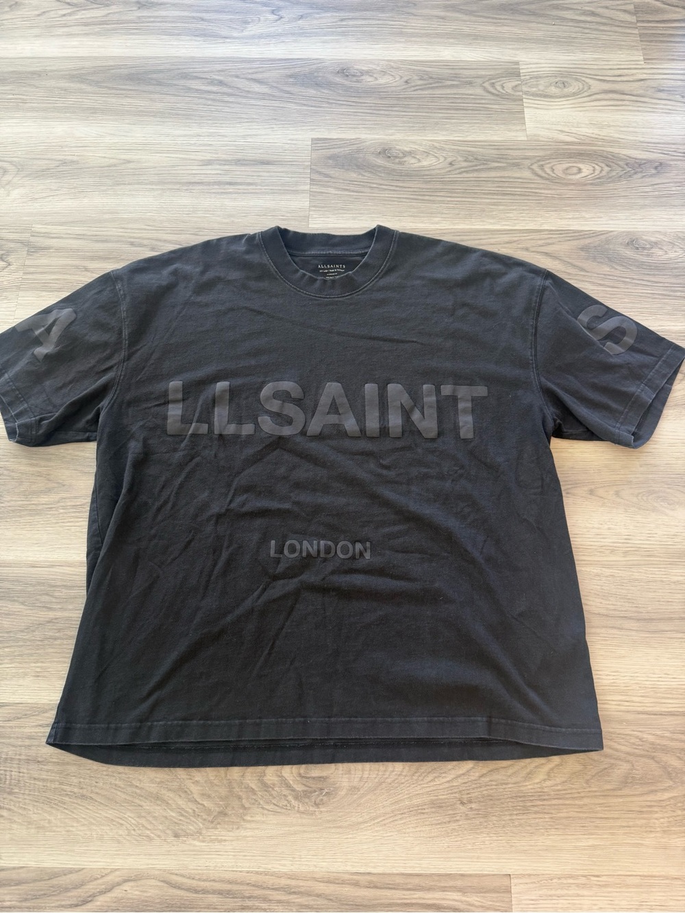 All Saints Black Tonal LL.SAINT Logo Tee